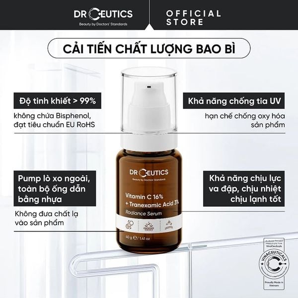  Serum DrCeutics Hỗ Trợ Sáng Da, Làm Đều Màu Da, Giảm Nếp Nhăn DrCeutics Vitamin C 16% + Tranexamic acid 3% 