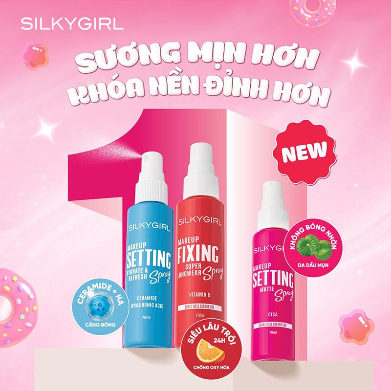 Xịt Cố Định Lớp Trang Điểm Silkygirl Cấp Ẩm, Kiềm Dầu, Bảo vệ Da Makep Setting Spray 70ml