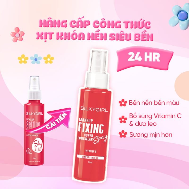 Xịt Cố Định Lớp Trang Điểm Silkygirl Cấp Ẩm, Kiềm Dầu, Bảo vệ Da Makep Setting Spray 70ml