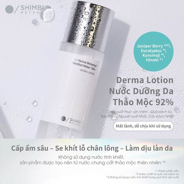  Nước Dưỡng Làm Dịu Da Shimbi Method Derma Lotion Herbal Botanical Distilled Water 92% 120ml 