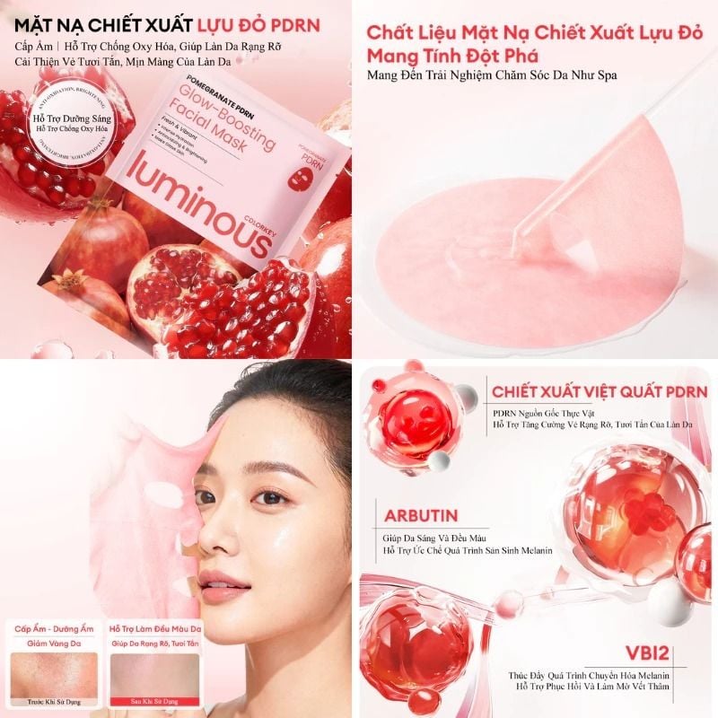 Mặt Nạ Dưỡng Da PDRN Hỗ Trợ Dưỡng Ẩm, Căng Bóng Da Colorkey Luminous Facial Mask 25ml