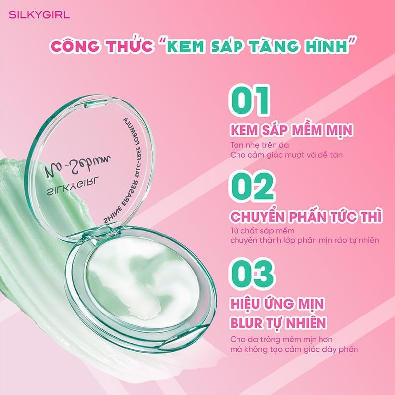 Phấn Phủ Silkygirl Dạng Sáp Kiềm Dầu No-Sebum Shine Eraser 3.5g #01 Matte