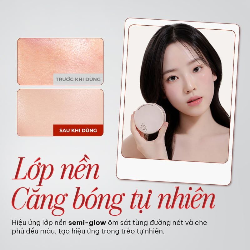 Phấn Nước B.O.M Chống Nắng & Che Khuyết Điểm Glow Layer Mesh Cushion SPF 50+ PA++++ 18g