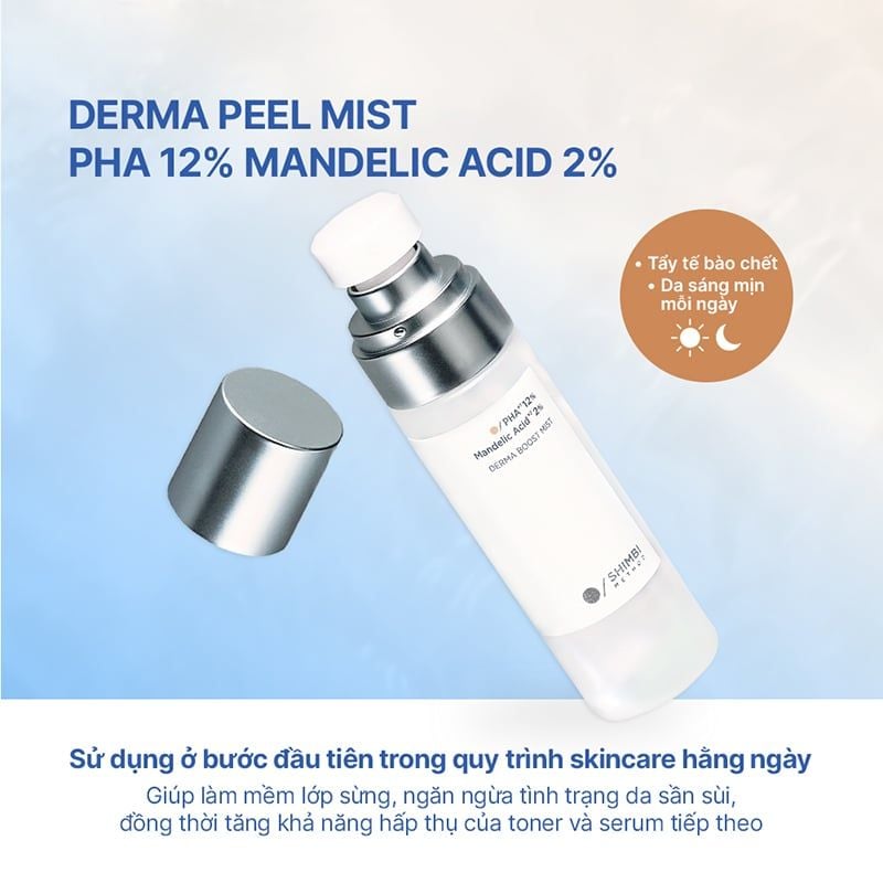 Tinh Chất Dạng Xịt Tẩy Tế Bào Chết Shimbi Method Derma Boost Mist PHA 12%, Mandelic Acid 2% 60ml
