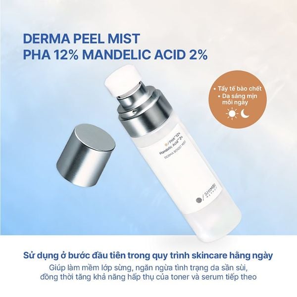  Tinh Chất Dạng Xịt Tẩy Tế Bào Chết Shimbi Method Derma Boost Mist PHA 12%, Mandelic Acid 2% 60ml 