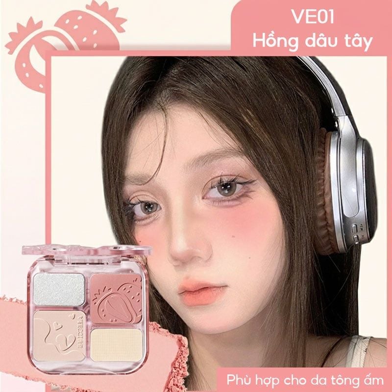 Bảng Phấn Má Hồng & Bắt Sáng 4 Trong 1 VEECCI Easy Blend Face Contouring Palette VE01 8.6g
