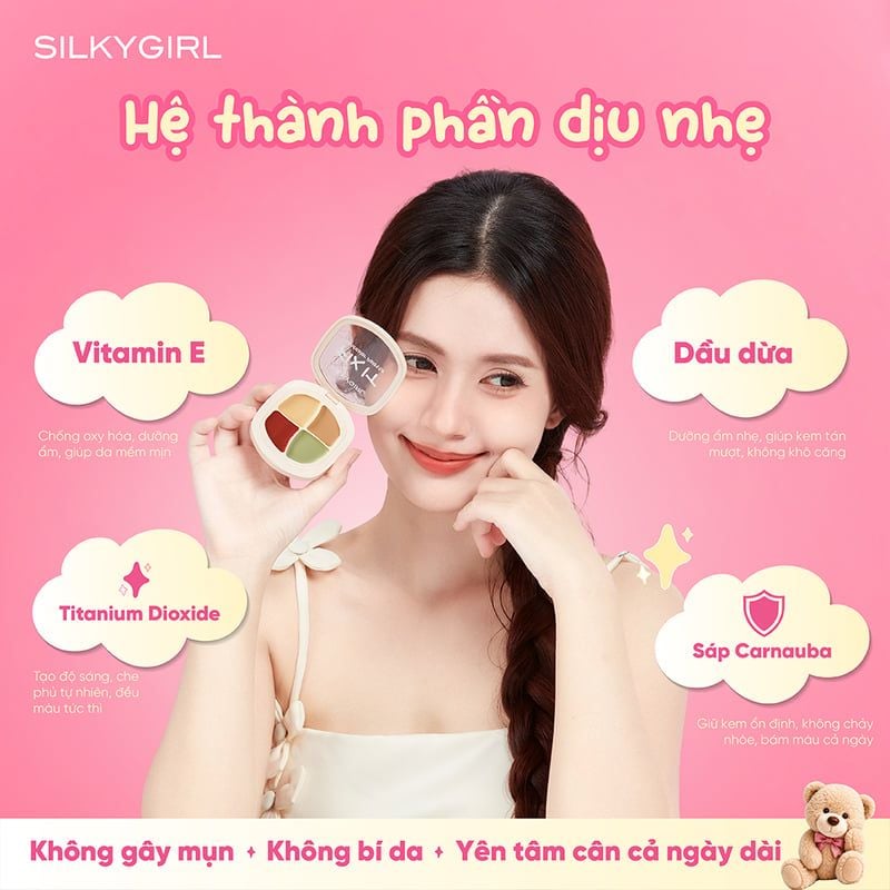 Bảng Che Khuyết Điểm Silkygirl Đa Năng 4 Ô Fix It Concealer Palette 7.2g #01 Undercover