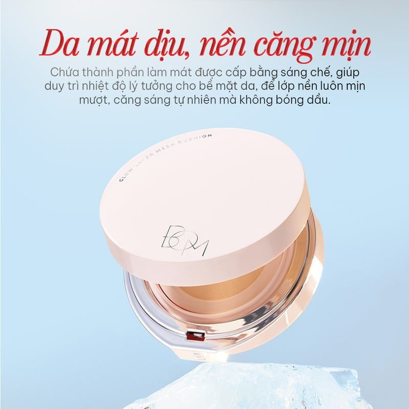 Phấn Nước B.O.M Chống Nắng & Che Khuyết Điểm Glow Layer Mesh Cushion SPF 50+ PA++++ 18g