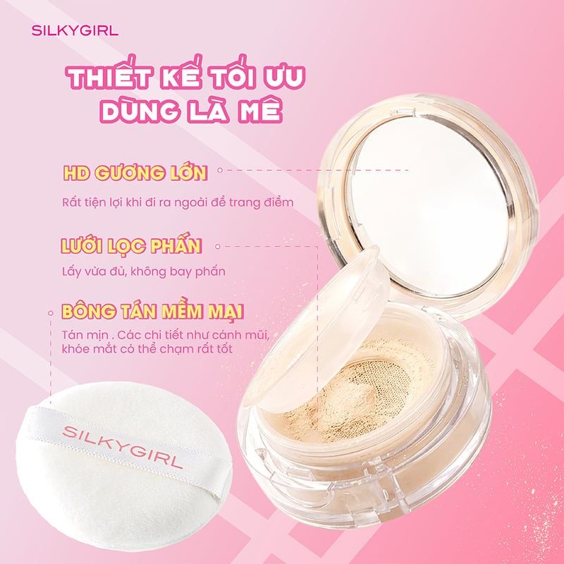 Phấn Phủ Dạng Bột Kiềm Dầu Silkygirl Fix It Setting Powder 8g #01 Translucent Matte