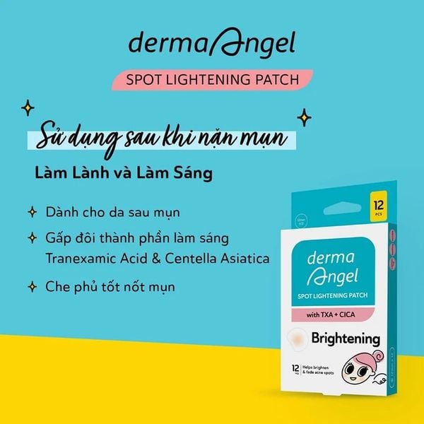  Miếng Dán Mụn Mờ Thâm Sáng Da Derma Angel Spot Lightening Patch With TXA + CICA Brightening (12 miếng) 