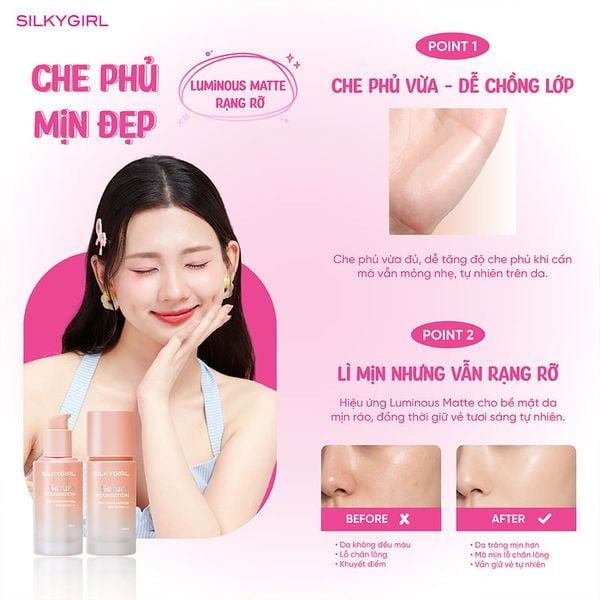  Kem Nền Silkygirl Dưỡng Da Che Phủ Lâu Trôi Serum Foundation 28ml 