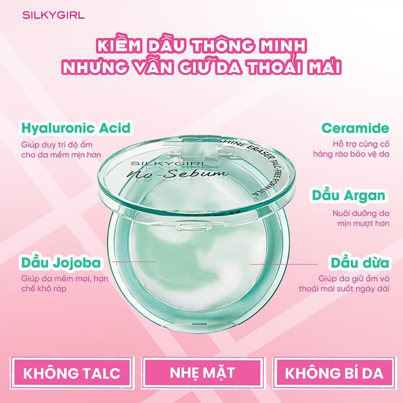 Phấn Phủ Silkygirl Dạng Sáp Kiềm Dầu No-Sebum Shine Eraser 3.5g #01 Matte