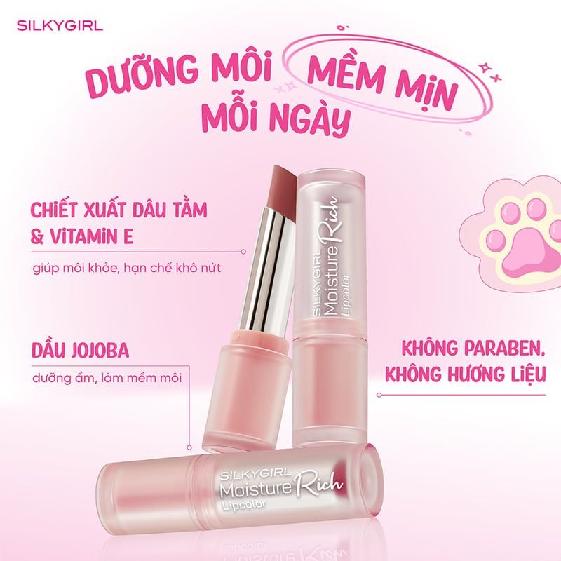 Son Bóng Dưỡng Môi Silkygirl Moisture Rich Lipcolor 3g