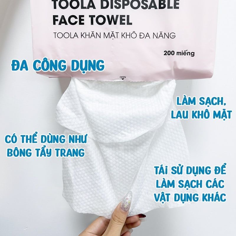 Khăn Mặt Khô Đa Năng Cao Cấp, Mềm Mịn TOOLA Disposable Face Towel