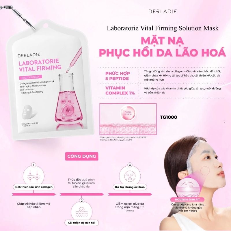 Mặt Nạ Derladie Cấp Ẩm, Dưỡng Sáng, Hỗ Trợ Phục Hồi Da Laboratorie Vital Solution Mask 30ml