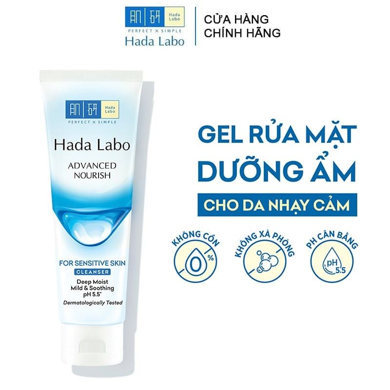 Sữa Rửa Mặt Hada Labo Dưỡng Ẩm Cho Da Nhạy Cảm Advanced Nourish For Sensitive Skin Cleanser 80g