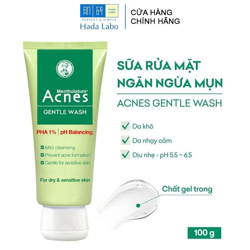 Sữa Rửa Mặt Acnes Dạng Gel Hỗ Trợ Giảm Mụn Gentle Wash 100g