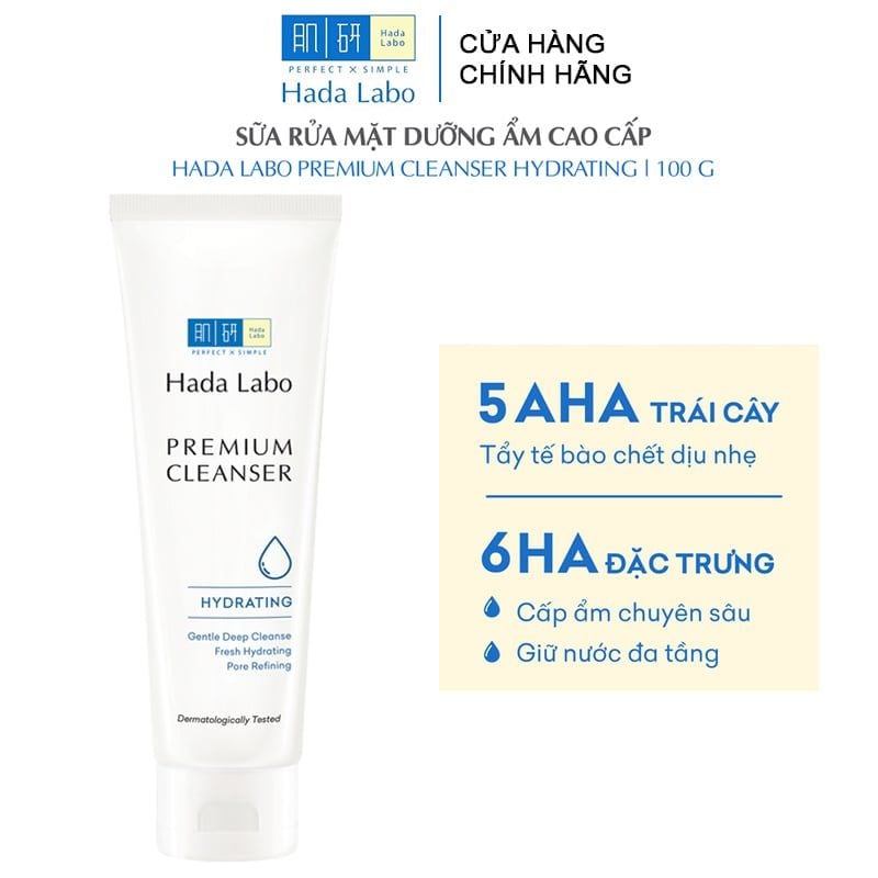 Sữa Rửa Mặt Hada Labo Dưỡng Ẩm Da Cao Cấp Premium Cleanser Hydrating 100g