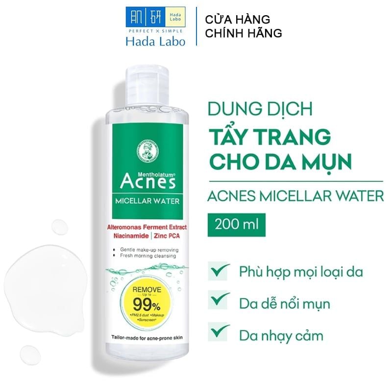 Nước Tẩy Trang Acnes Làm Sạch Dịu Nhẹ Cho Da Mụn Micellar Water 200ml