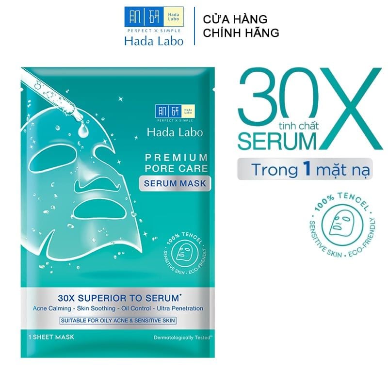 Mặt Nạ Tinh Chất Hada Labo Làm Dịu Da, Cải Thiện Mụn Premium Pore Care Serum Mask 23g