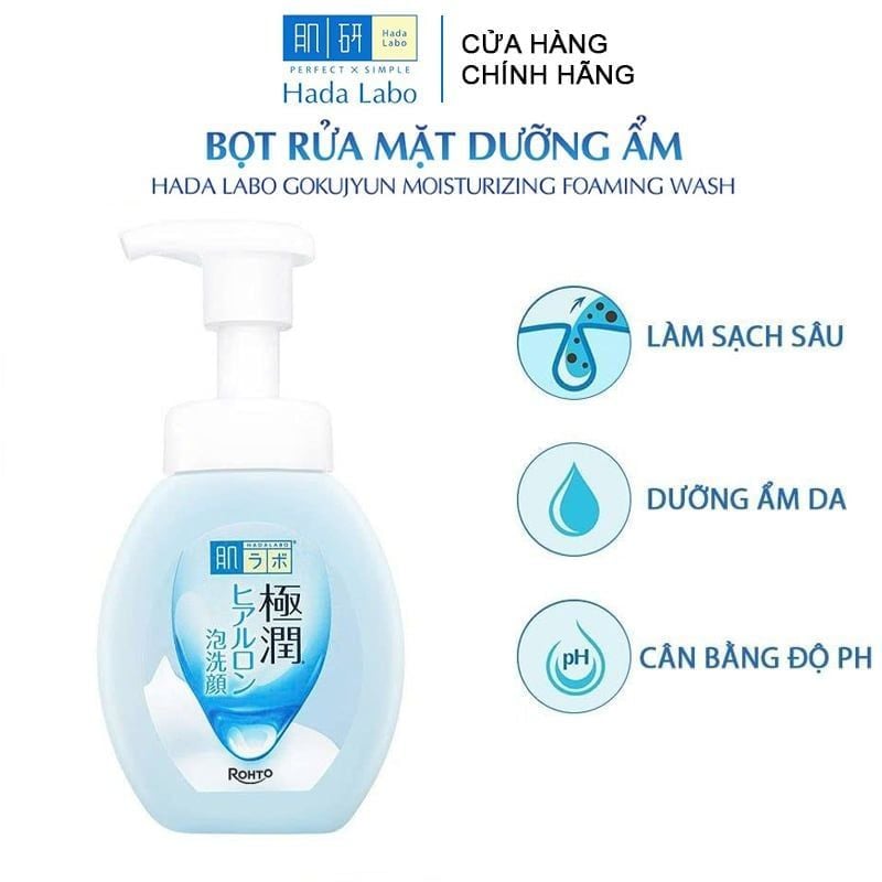 Bọt Rửa Mặt Hada Labo Dưỡng Ẩm Da Gokujyun Moisturizing Foaming Wash 160ml