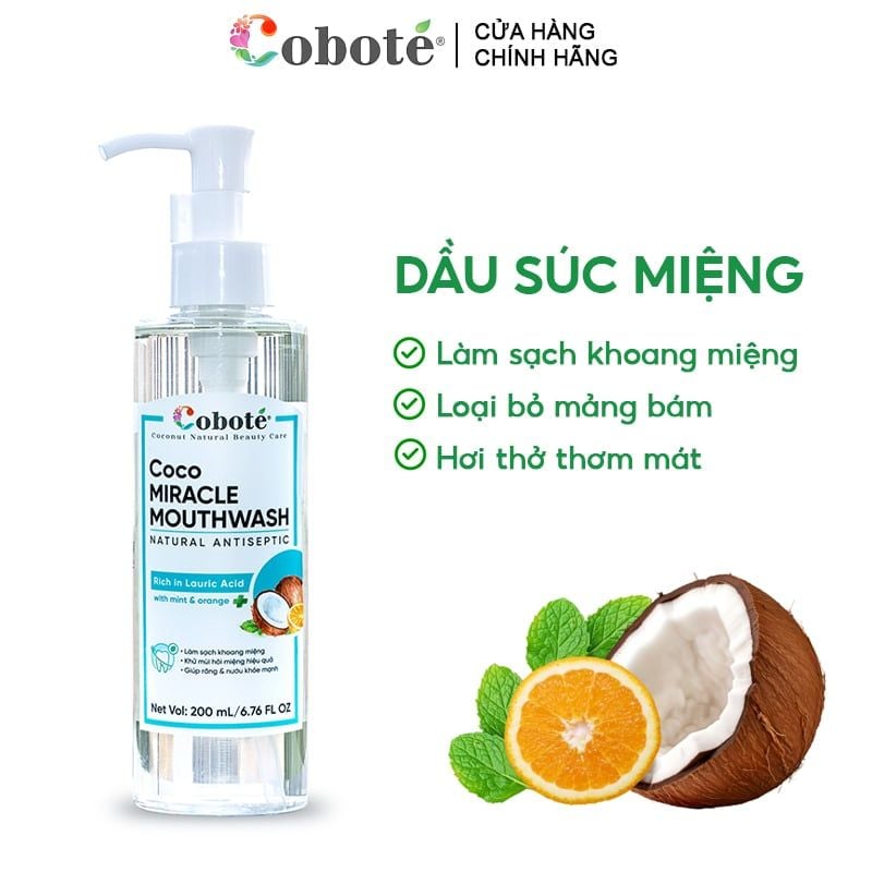 Dầu Súc Miệng COBOTÉ Làm Sạch Khoang Miệng, Giảm Mùi Hôi Coco Miracle Mouthwash 200ml