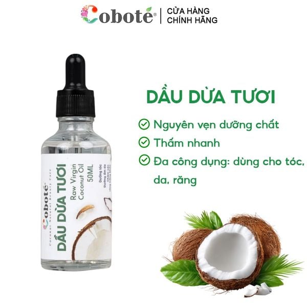  Dầu Dừa Tươi Đa Năng COBOTÉ Dưỡng Da, Dưỡng Tóc, Tẩy Trang Raw Virgin Coconut Oil 50ml 