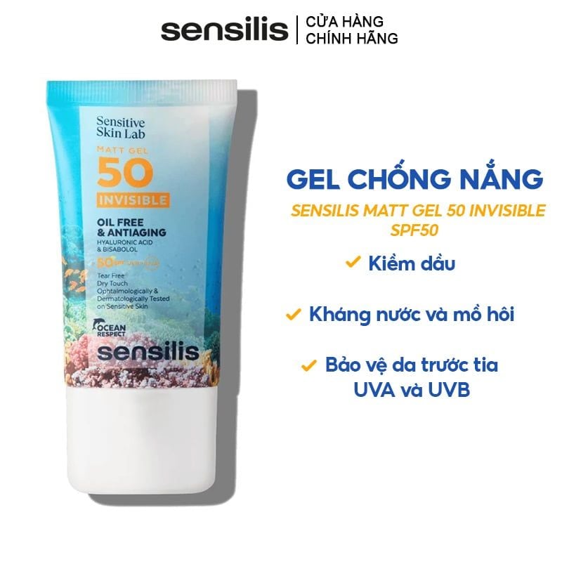Gel Chống Nắng Sensilis Kiềm Dầu Matt Gel 50 Invisible SPF50 40ml