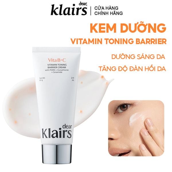  Kem Dưỡng Klairs Hỗ Trợ Dưỡng Sáng Da Vitamin Toning Barrier Cream 60g 