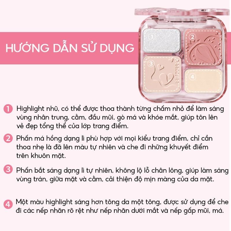 Bảng Phấn Má Hồng & Bắt Sáng 4 Trong 1 VEECCI Easy Blend Face Contouring Palette VE01 8.6g