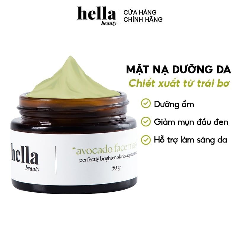 Mặt Nạ Bơ Hella Beauty Dưỡng Ẩm Cho Da Mịn Màng Avocado Face Mask 50g
