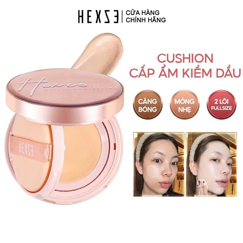[Set 2 Lõi] Phấn Nước Hexze Lâu Trôi, Mỏng Nhẹ Brightening Longlasting Cushion Foundation 15gx2