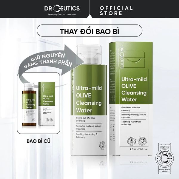  Nước Tẩy Trang DrCeutics Làm Sạch Dịu Nhẹ, Cấp Ẩm Ultra-mild Olive Cleansing Water 