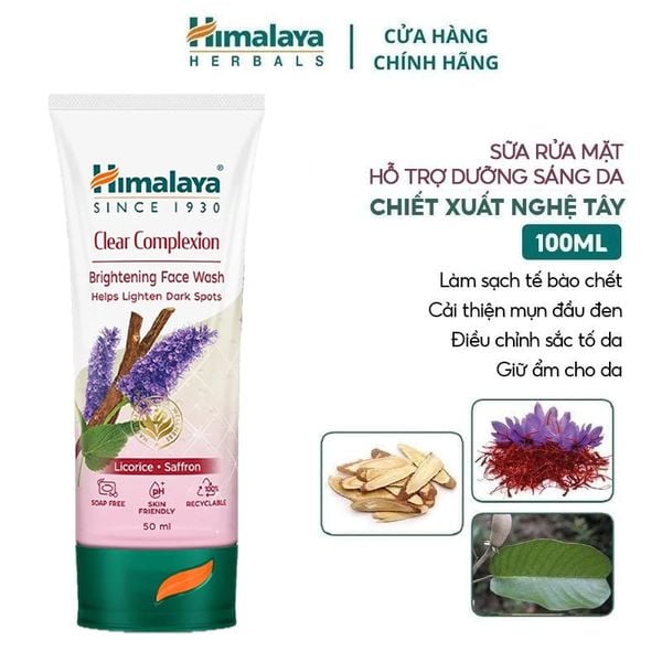  Sữa Rửa Mặt Himalaya Chiết Xuất Nghệ Tây Clear Complete Whitening Face Wash 100ml 