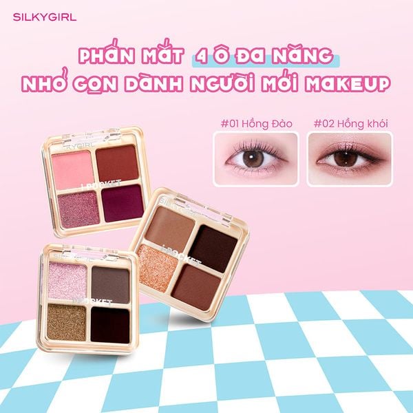  Bảng Phấn Mắt 4 Ô Silkygirl i-Pocket Shadow Quad 4g 