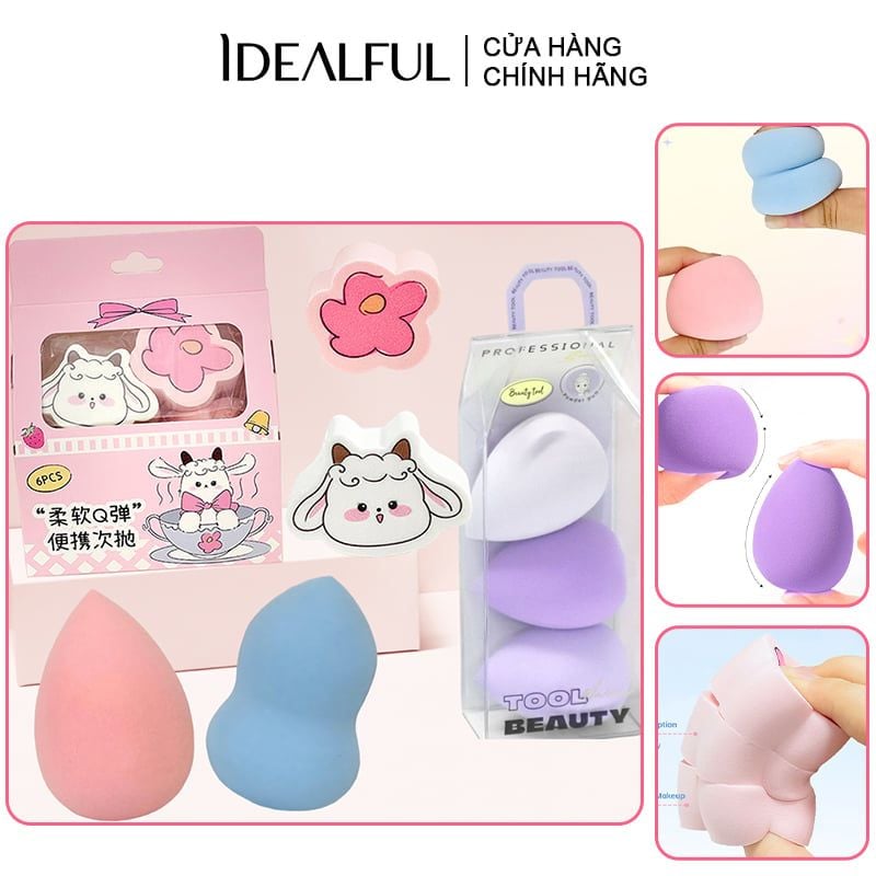 Bông Mút Trang Điểm Idealful Makeup Puff Set