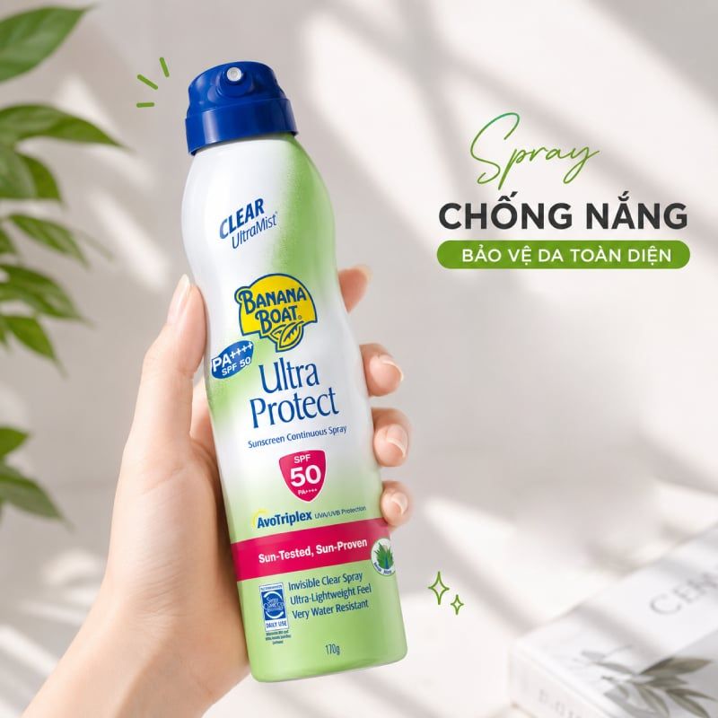 Xịt Chống Nắng Banana Boat Dưỡng Ẩm, Bảo Vệ Da Ultra Protect Sunscreen Continuous Spray SPF 50 PA++++ 170g