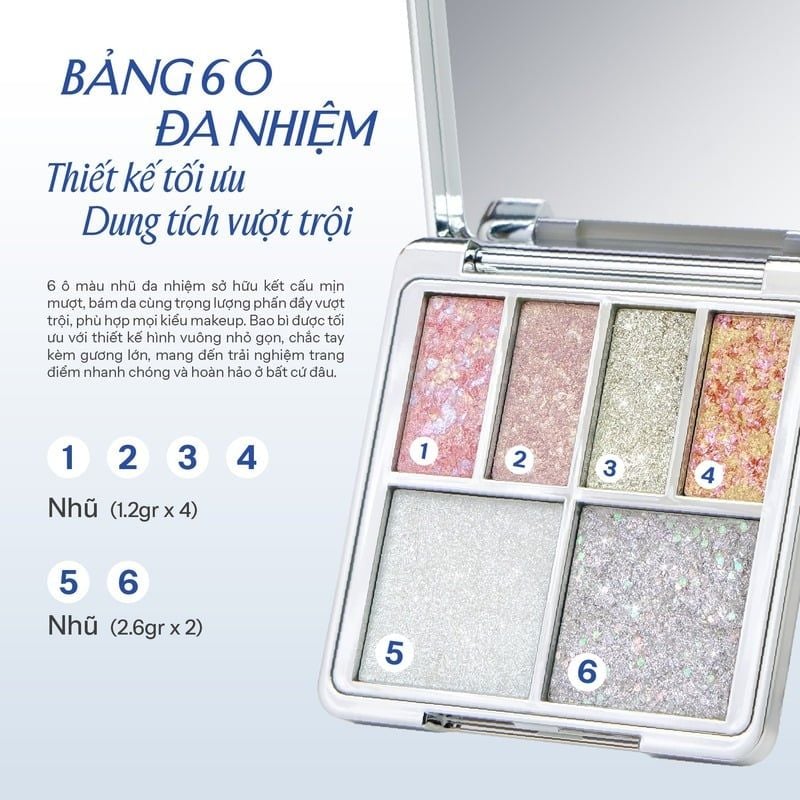 Bảng Phấn Mắt 6 Ô Lemonade Đa Năng Aesthetic Multi-Task Palette