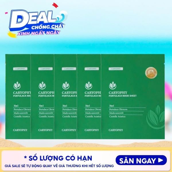  Combo 5 Miếng Mặt Nạ Làm Dịu, Phục Hồi Dành Cho Da Dầu Mụn Caryophy Portulaca Mask Sheet 