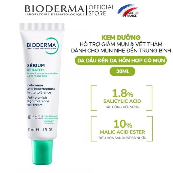  Kem Dưỡng Hỗ Trợ Cải Thiện Mụn & Mờ Thâm Bioderma Sebium Kerato+ 30ml 