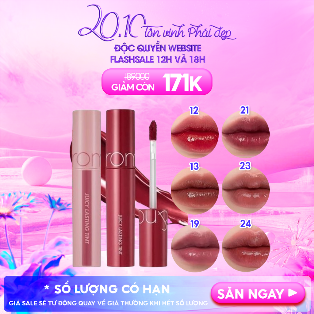 [Màu 1-39] Son Tint Lì Romand Căng Bóng The Juicy Lasting Tint