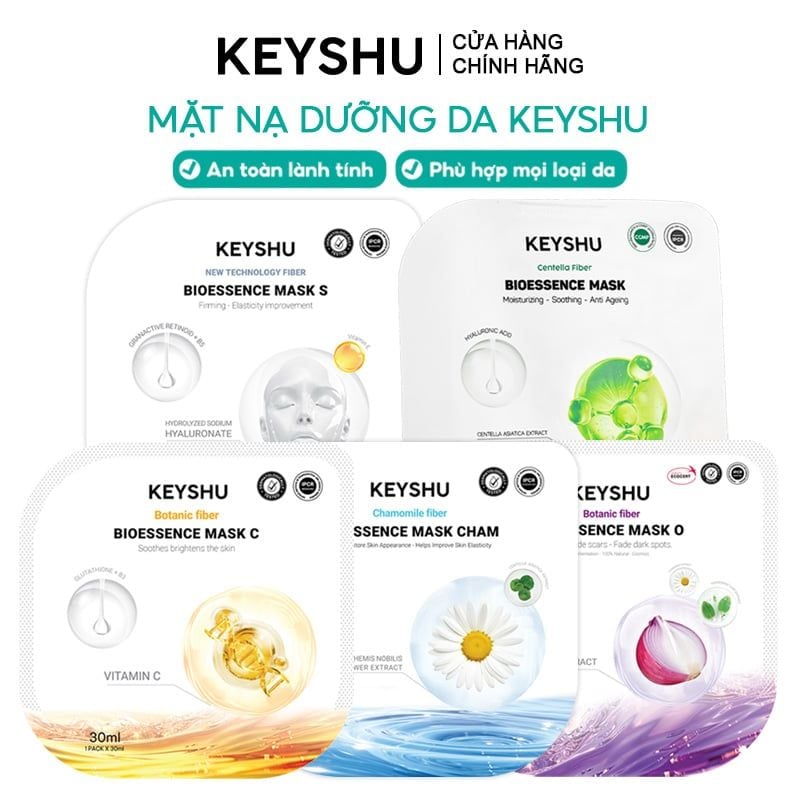 Mặt Nạ Keyshu Dưỡng Ẩm, Làm Mềm Da, Hỗ Trợ Ngừa Lão Hóa Bioessence Mask 30ml
