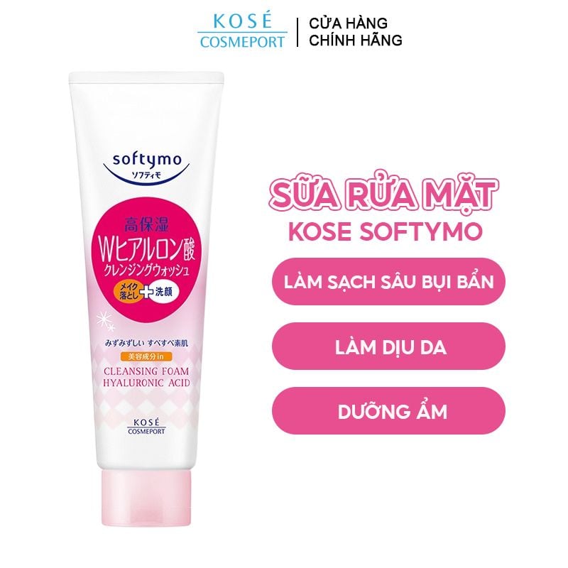 Sữa Rửa Mặt Kose Softymo Dưỡng Ẩm Cleansing Foam Hyaluronic Acid 190g