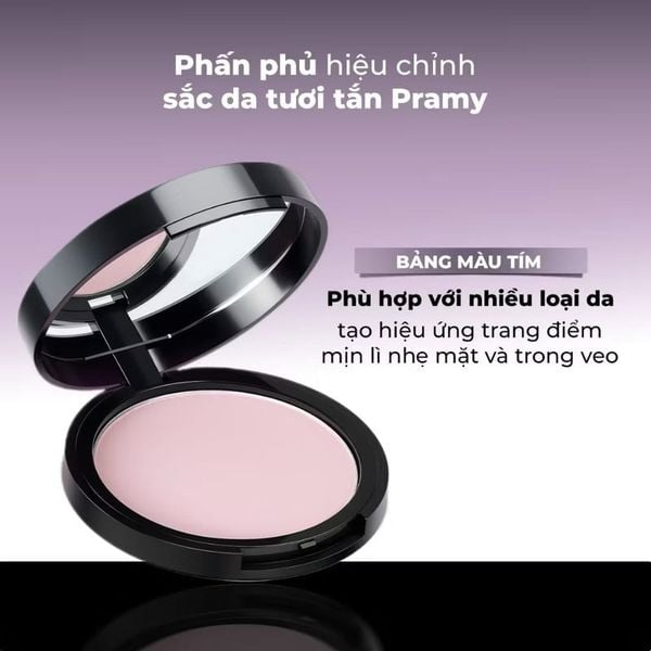  Phấn Phủ Nén Hiệu Chỉnh Sắc Da Tươi Tắn Pramy Sheer Pressed Powder 8g #Luminous Lavender 
