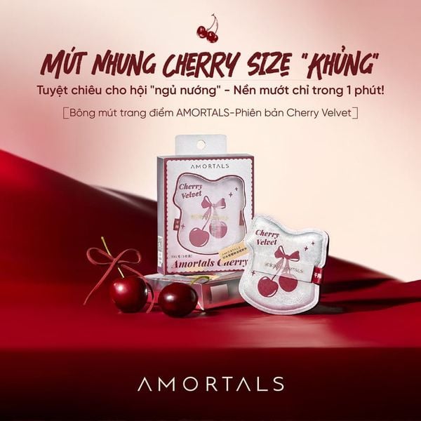  Bông Mút Trang Điểm Mềm Mịn Amortals Cherry Series Velvet Sweetheart Puff XXL 1pcs 