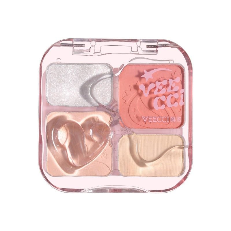 Bảng Phấn Má Hồng & Bắt Sáng 4 Trong 1 VEECCI Easy Blend Face Contouring Palette VE01 8.6g