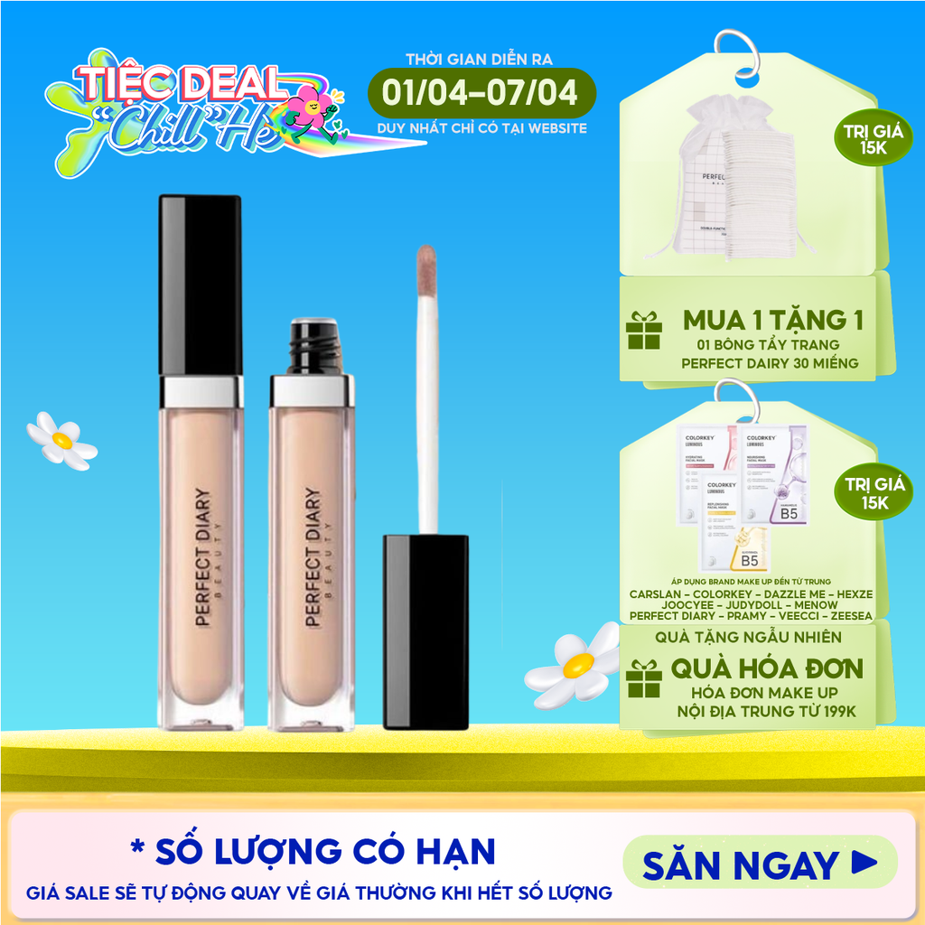 Kem Che Khuyết Điểm Perfect Diary Flawless Glaze Silky Touch Liquid Concealer 7ml