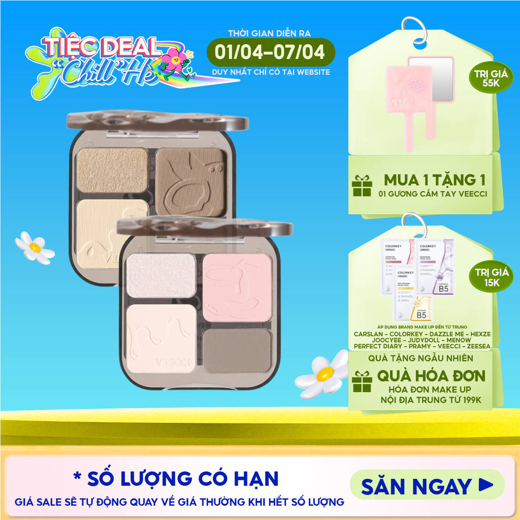 Phấn Bắt Sáng Và Tạo Khối VEECCI Easy Blend Highlight & Contour Palette