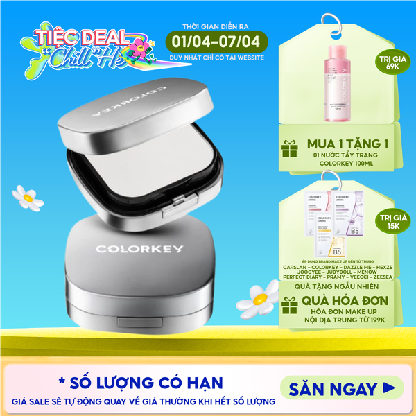 Phấn Phủ Dạng Nén Colorkey Lâu Trôi, Kiềm Dầu Long Lasting Oil-Control Airy Powder 12g 