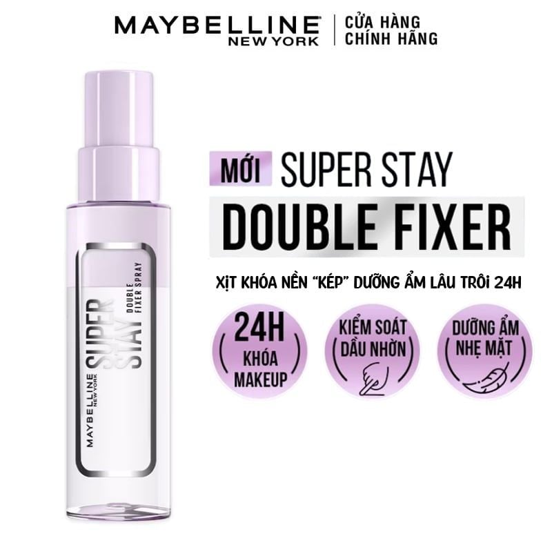Xịt Khóa Nền Maybelline Dưỡng Ẩm, Lâu Trôi Super Stay Double Fixer Spray 55ml